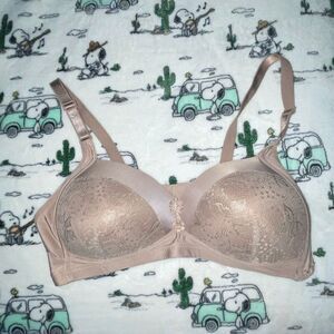 Prima Valentina brown lace comfortable bra size 42 D no underwire no padding